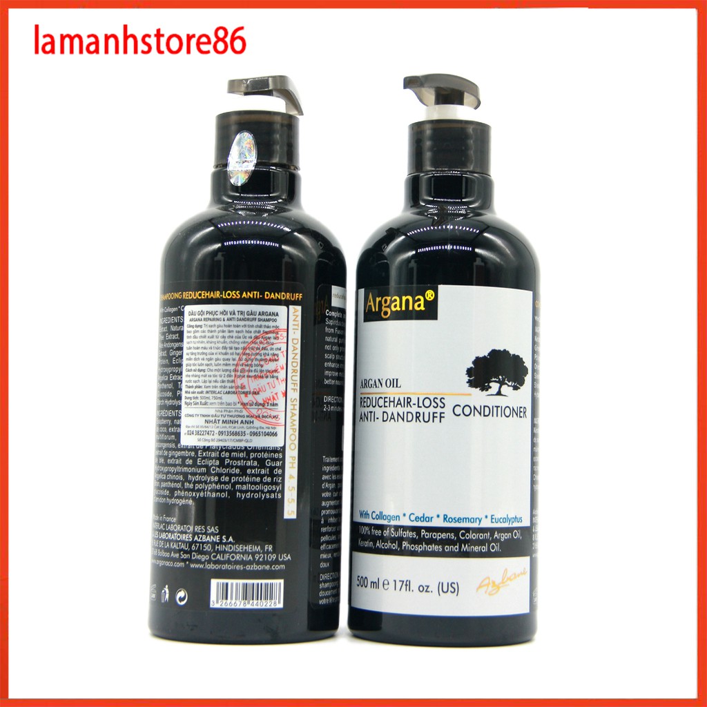 Dầu gội Argana Anti-Dandruff cho tóc gàu và ngứa - phục hồi tóc hư tổn giảm gãy rụng, cặp gội xả Argana 500ml chính hãng
