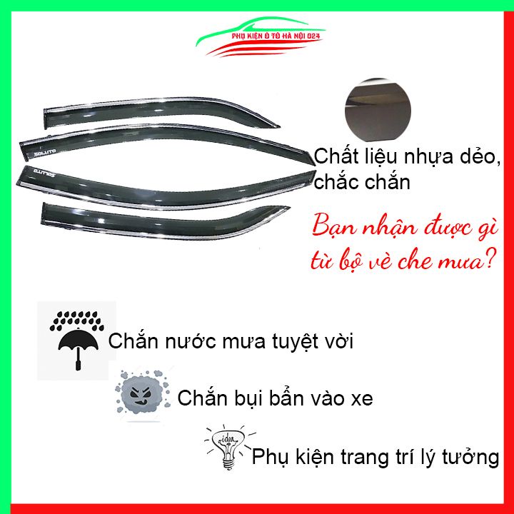 Vè che mưa cho xe ô tô Soluto 2019-2020 chỉ mạ