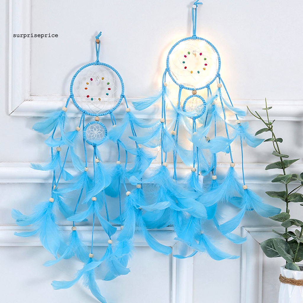 Vòng Bắt Giấc Mơ Dệt Tay Có Đèn LED Trang Trí Nhà Ở