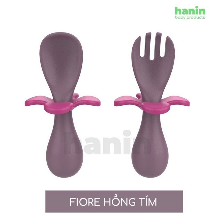 Bộ Thìa Dĩa Ăn Dặm FIORE Có Chặn Chống Hóc Cho Bé