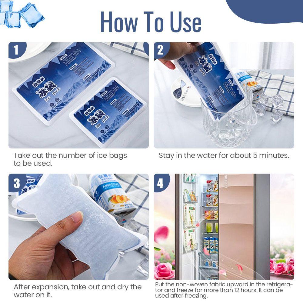 WATTLE Bộ 10 Túi Làm Đá Giữ Thức Ăn Tươi Ngon Hấp Thụ Nước Tự Động