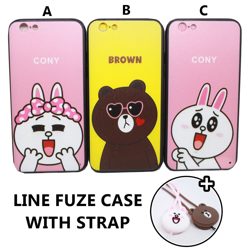 Ốp Lưng Hình Gấu Brown Và Thỏ Cony Kèm Dây Đeo Dùng Cho Iphone 5 5s 6 6s J5 Prime J7 Pro Oppo F5 F1s A57 Vivo V5 V5s V7