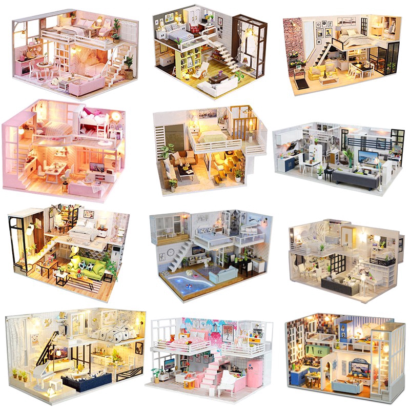 Mô hình nhà gỗ DIY có nội thất xinh xắn