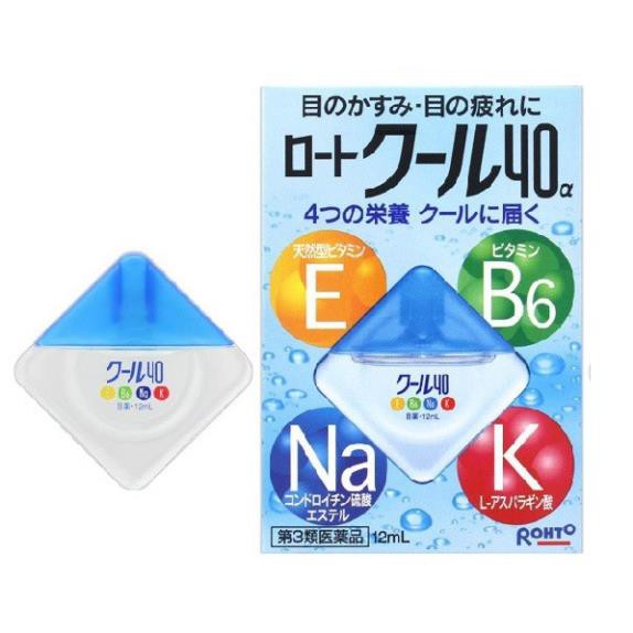 Nước nhỏ mắt ROHTO Vita 40 lọ 12ml | Nhỏ mắt Nhật Bản bổ sung dưỡng chất vitamin E, B6, Na, K