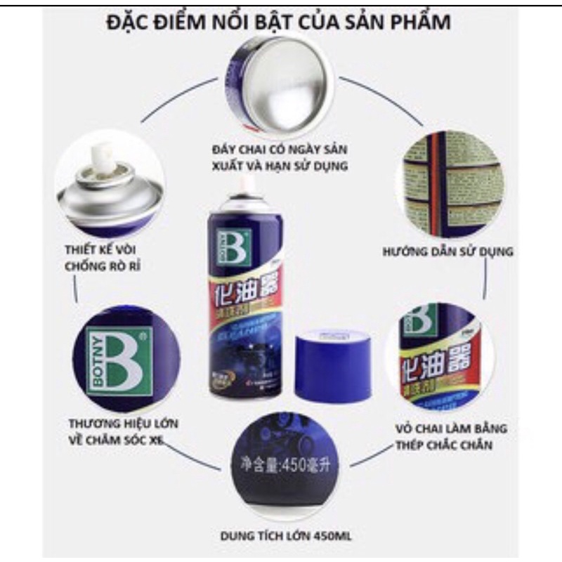 Dung Dịch Tẩy Rửa Chế Hoà Khí, Bình Xăng Con BONTY 450ml