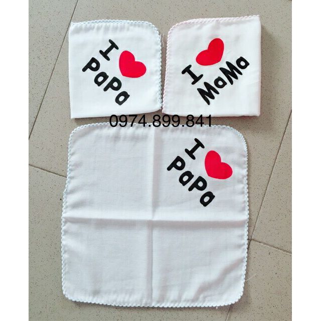 Gói 10 chiếc khăn xô i love mama, papa