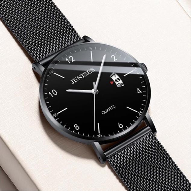 Đồng hồ nam JENISES chính hãng tuyệt đẹp, dây lưới thép cao cấp, kim dạ quang, mỏng sang trọng lịch lãm ( Mã: AJEN01 )