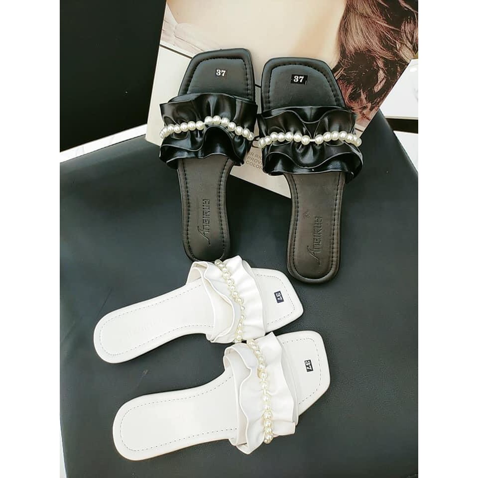 Dép nữ quai ngang bèo nhún đính ngọc đẹp hot