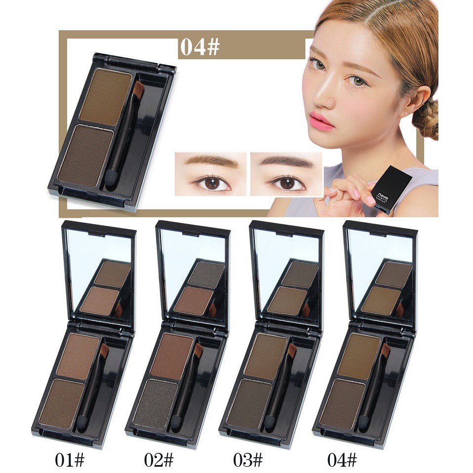 Bột Vẽ Chân Mày Novo 2 Màu Makeup, 4 Loại Tùy Chọn Trang Điểm Đôi Lông Mày Cân Đối Theo Tone Khác Nhau