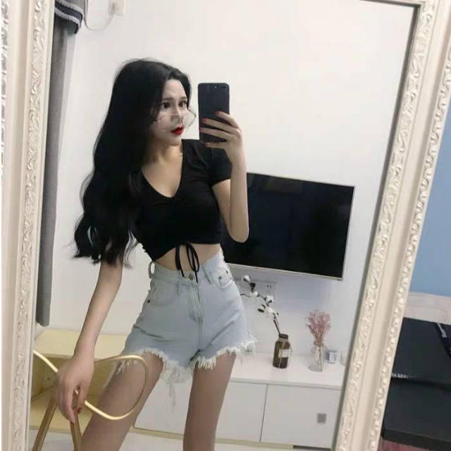 [Mã WASTUP giảm 10% tối đa 30K đơn 99K] Áo croptop rút dây che khuyết điểm