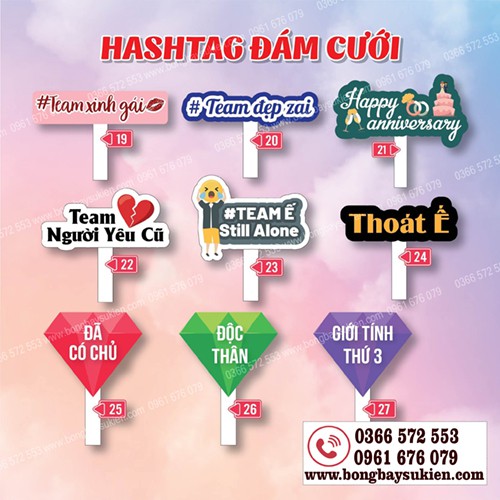 Hashtag cầm tay chụp hình đám cưới thiết kế