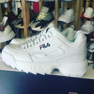 Giày  thể thao sneaker trắng hàn quốc nam nữ đế 5 phân Fila Disruptor 2 phản quang ( full box + giấy gói )