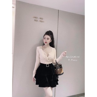 Chân váy nhung tầng