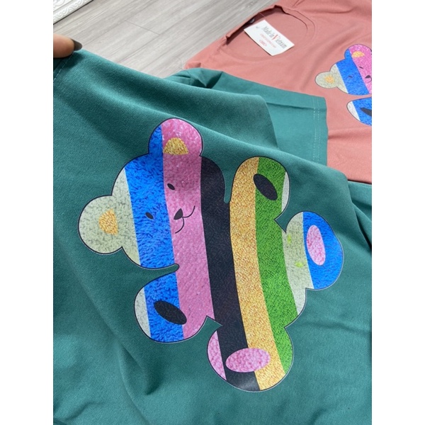 Áo phông gấu dáng thụng tay lỡ Áo thun ngắn tay form rộng cotton