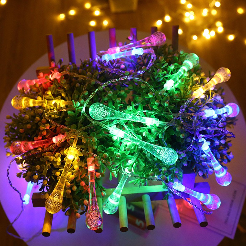 Dây đèn LED hình giọt nước pha lê trong suốt 10m 50 Bóng- dây led trang trí giọt nước siêu xinh