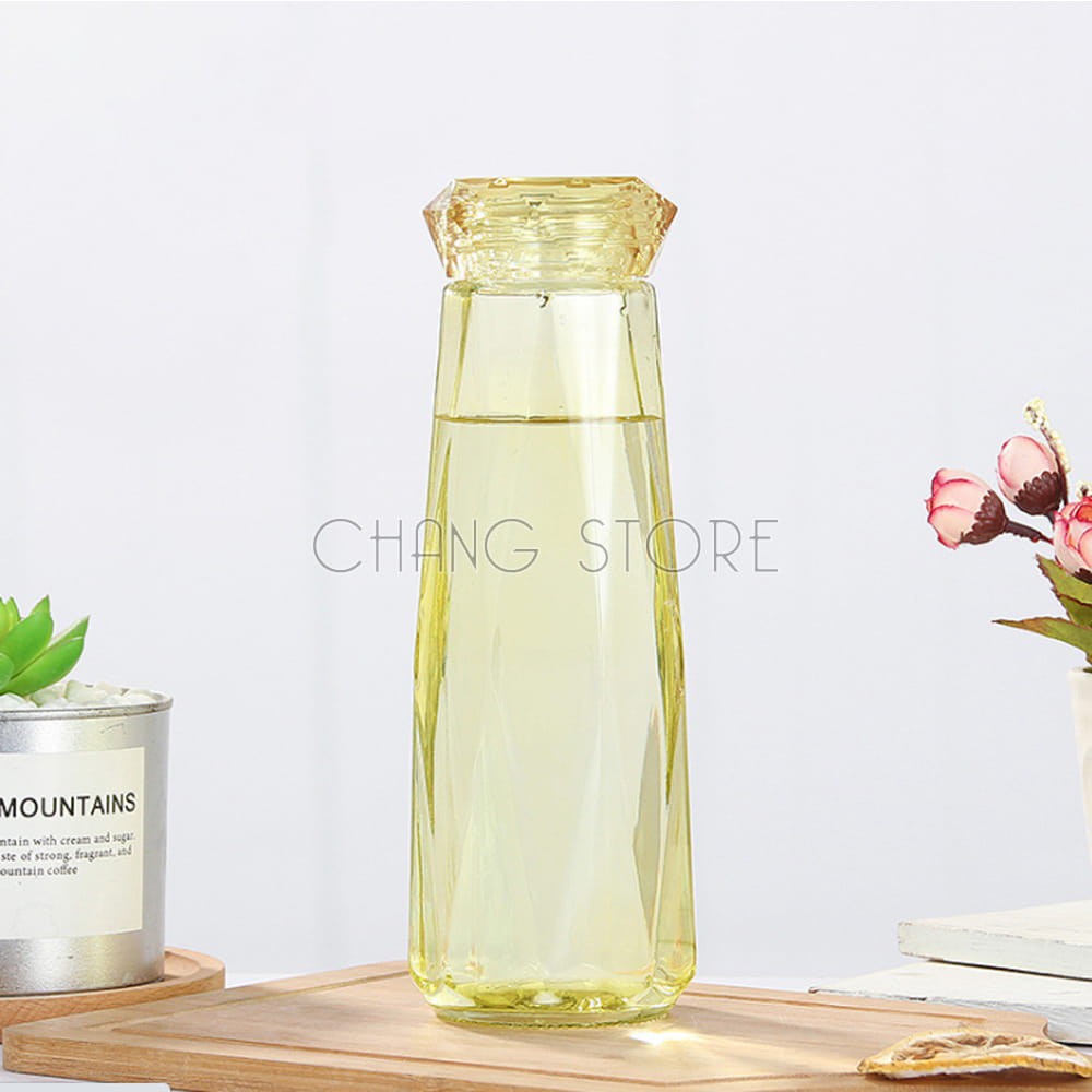 Bình thủy tinh kim cương nhiều màu 450ml cải tiến siêu nhẹ, siêu chịu nhiệt tiện lợi