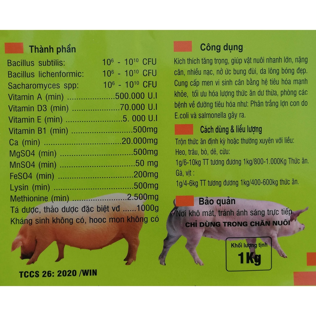 Siêu vỗ béo lợn, heo, chó Túi 1kg