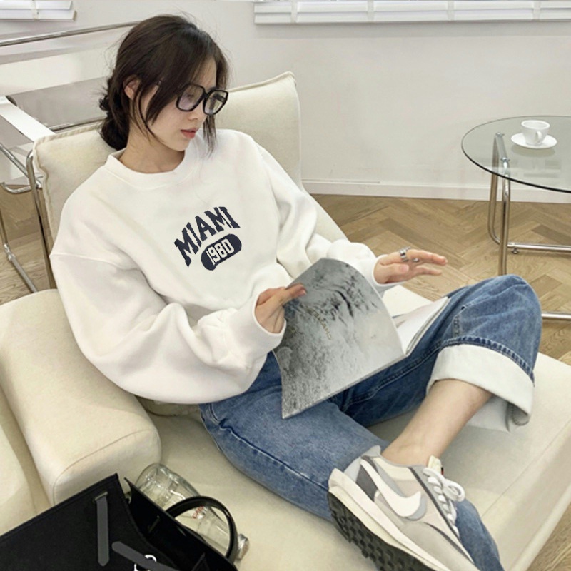 Áo hoodie tay dài oversize phong cách Hàn Quốc sành điệu mới 2021