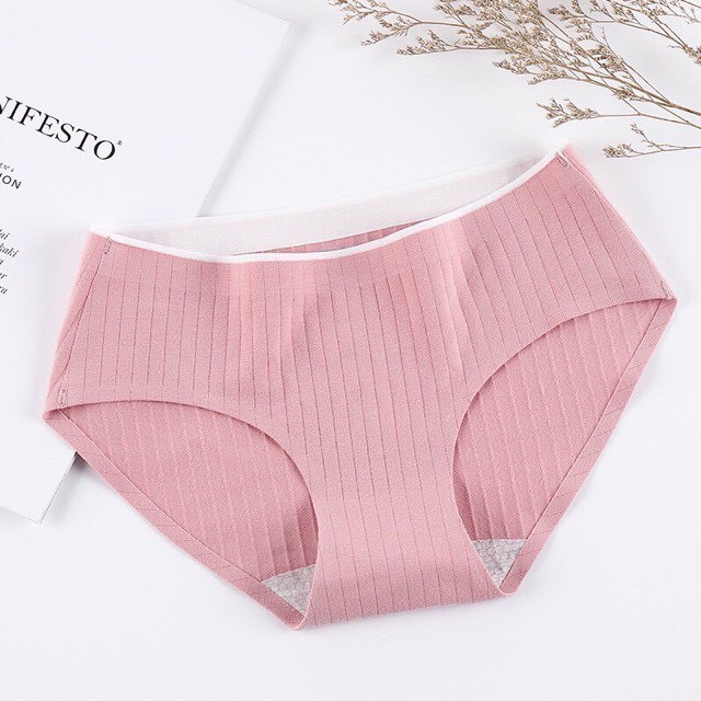 (Chọn Màu) Quần Lót Nữ Cotton Tăm Không Đường May Ép Mượt
