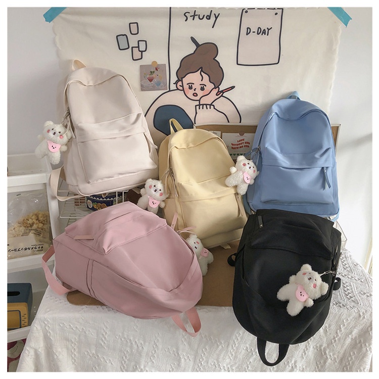 Ba Lô JASMIN NOIR Canvas In Hình Gấu Dễ Thương Cho Nữ