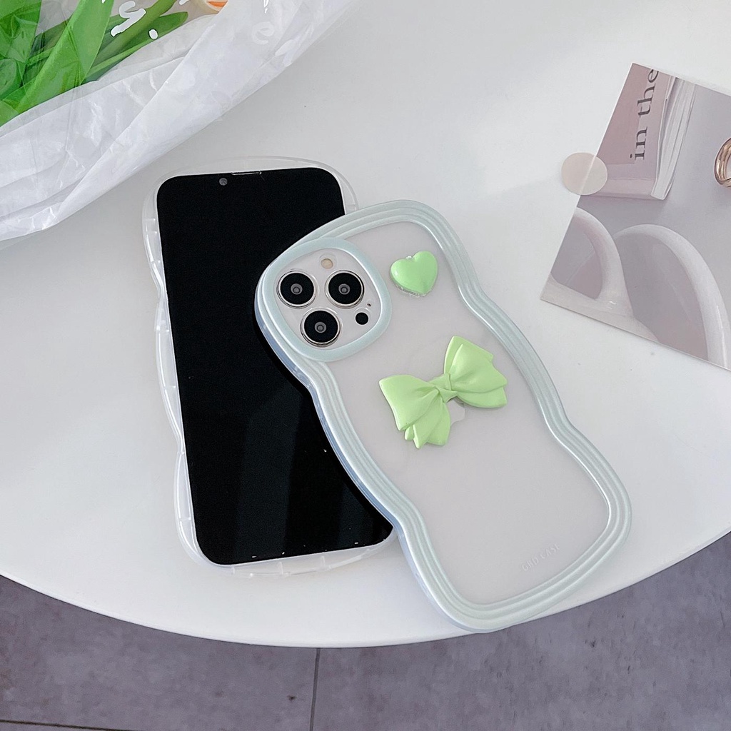 Ốp Điện Thoại Tpu Mềm Trong Suốt Màu Kẹo Hình Nơ Trái Tim 3D Cho iPhone 11 12 13 pro max xr x xsmax