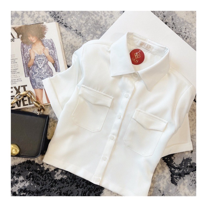 Áo sơ mi croptop G76 chất vải đẹp thiết kế đơn giản nhưng lại rất cá tính đậm phong cách thời trang - GEM Fashion