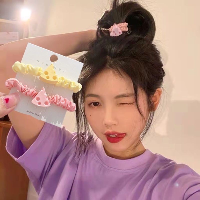 Dây Buộc Tóc Vải Voan Satin Co Giãn Màu Macaron Xinh Xắn