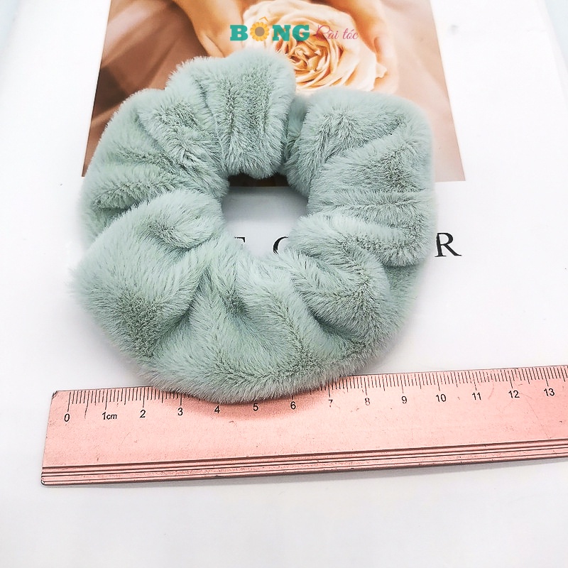 Scrunchies lông nhung màu sắc pastel phong cách Hàn Quốc SR30 - Scrunchies BÔNG Cài Tóc