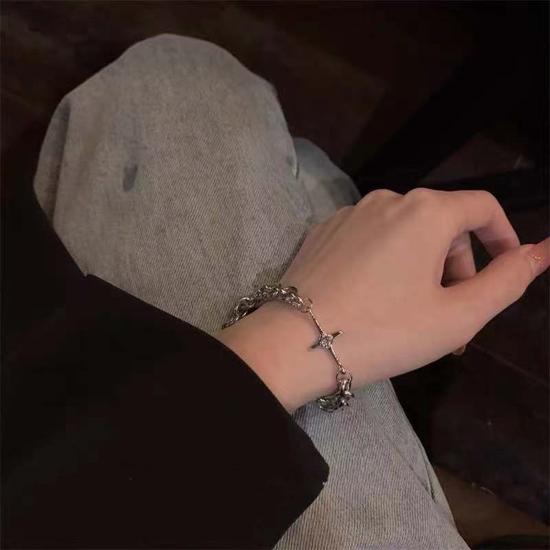 Vòng Đeo Tay Thép Titan Phong Cách Hip hop Thời Trang Cho Nữ