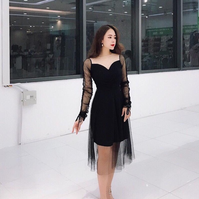 ĐẦM ĐEN PHỐI LƯỚI SANG CHẢNH DỰ TIỆC
