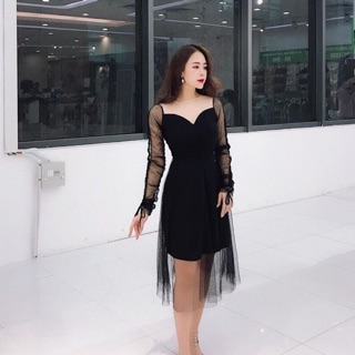 ĐẦM ĐEN PHỐI LƯỚI SANG CHẢNH DỰ TIỆC