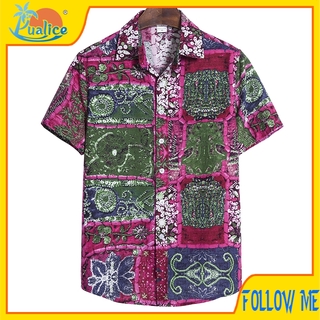 Hawaiian Style Print Short Sleeve Male Shirt