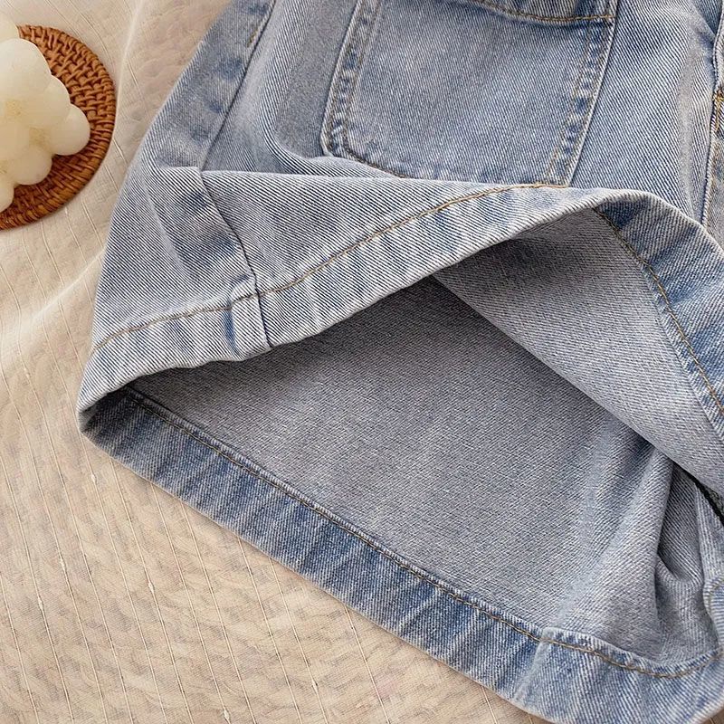 Quần Short Denim Lưng Cao Ống Rộng Phong Cách Hàn Quốc Thời Trang Mùa Hè Hàng Mới Dành Cho Bạn Nữ