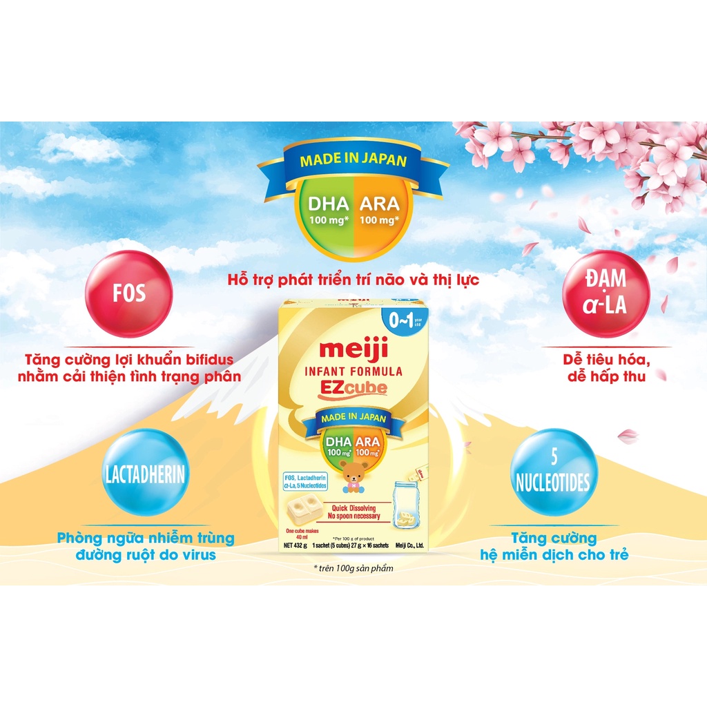 Sữa Meiji thanh Số 0 nhập khẩu 16 Thanh 432g