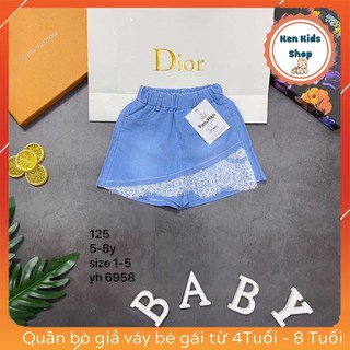 Quần Short Jean Giả Váy Demin thời trang cao cấp kiểu dáng xinh xắn cho bé gái 5Y-8Y