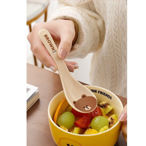 Thìa gốm sứ Line Friends chất lượng cao; thìa ăn súp, cơm siêu dễ thương