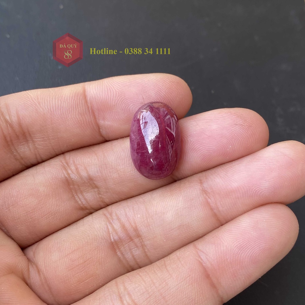 Mặt Nhẫn Đá Ruby Tự Nhiên Yên Bái Mài Sống Đỏ Đậm 26,17ct Kiểm Định IGG