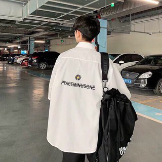 ÁO SƠMI LỤA LOGO PEACEMINUSONE
