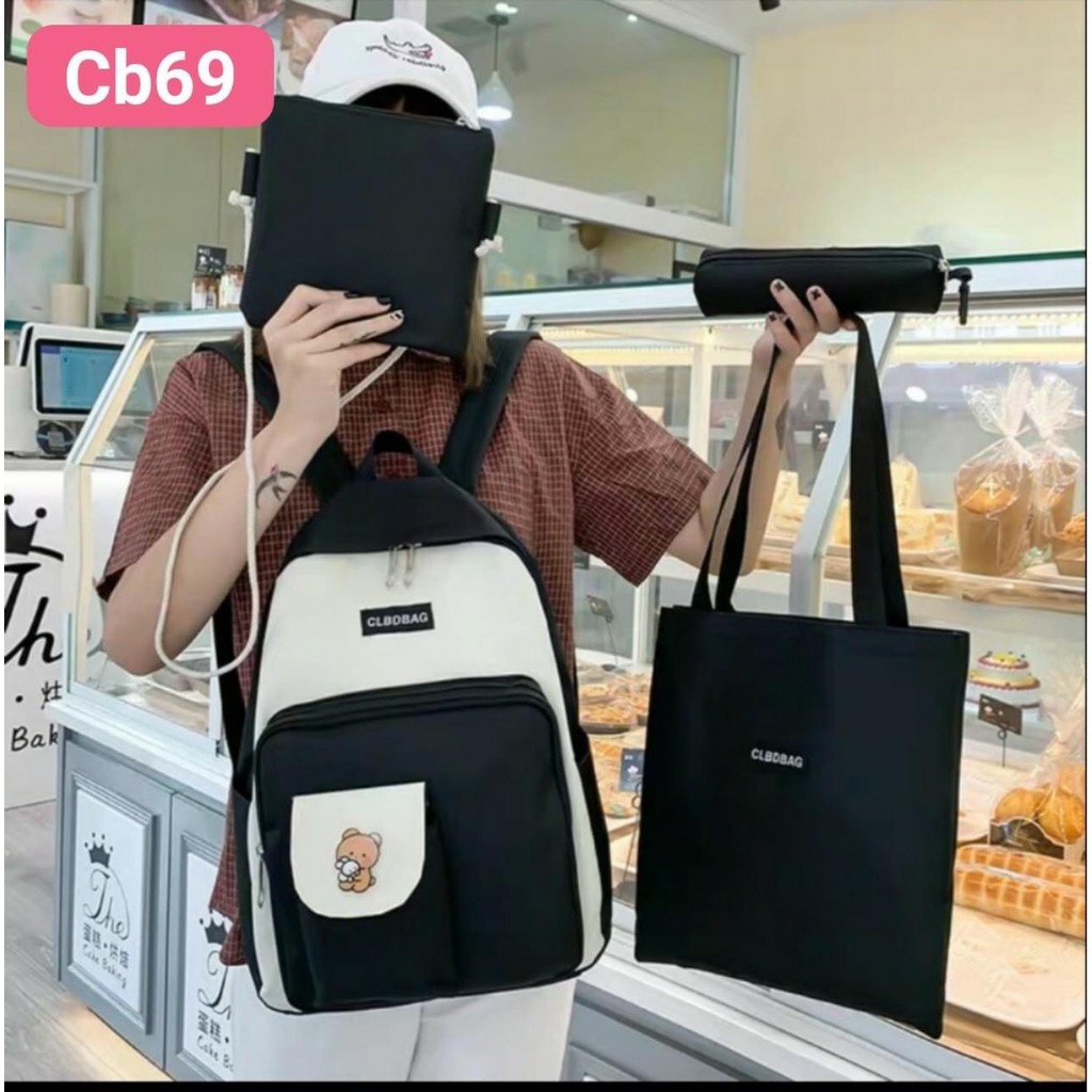 Set 4 Món Balo Túi Thời Trang Đi Học Giá Rẻ_CB69