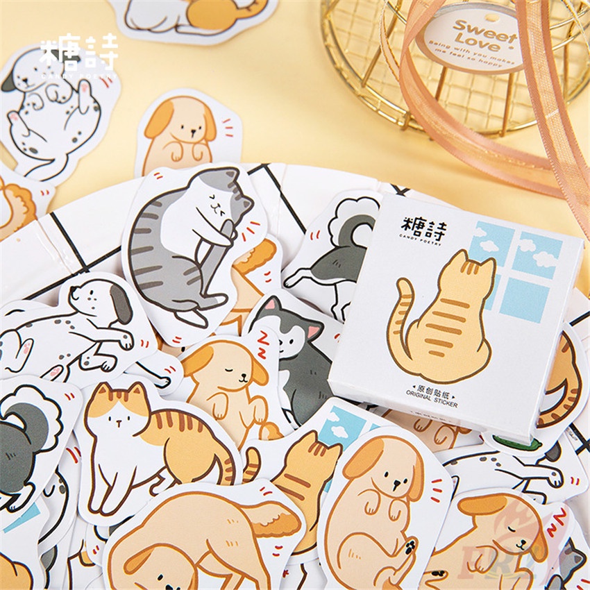 ❉ Sticker Dán Niêm Phong Hàng Ngày Cho Thú Cưng Và Chó Mèo ❉ Hộp 45 Miếng Dán Sticker Trang Trí Sổ Lưu Niệm