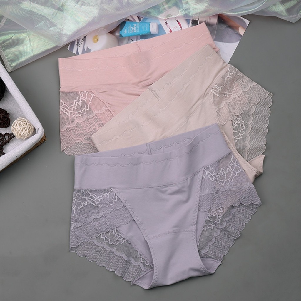 QUẦN LÓT NỮ COTTON CẠP CAO PHỐI REN GEN BỤNG - QUẦN CHÍP NỮ CAO CẤP- FLQ48 | BigBuy360 - bigbuy360.vn