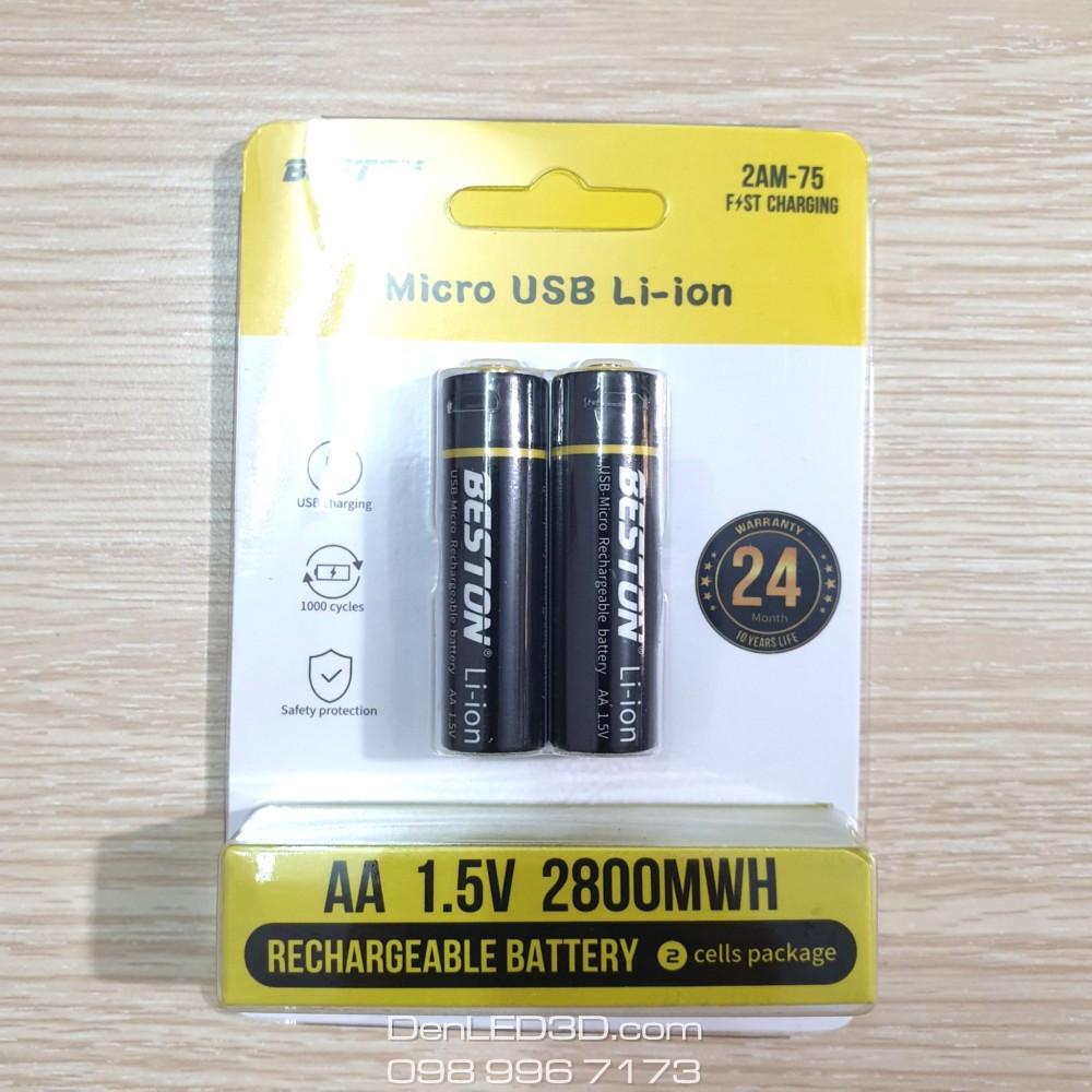 [Chính Hãng BESTON ] Pin AA Lithium-ion 3500mWh 1.5V Cho Karaoke, Đèn Pin, Sạc Nhanh Cổng USB