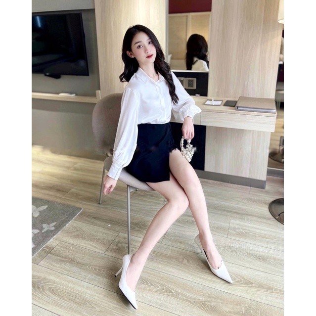 Áo sơ mi dài tay, phong cách thời trang công sở, áo sơ mi trơn kiểu bazic A14