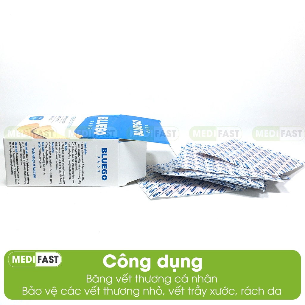 Băng vết thương cá nhân Bluego - Băng y tế tiện dụng, sơ cứu vết thương nhỏ đứt tay, trầy xước, mụn nhọt, rách da