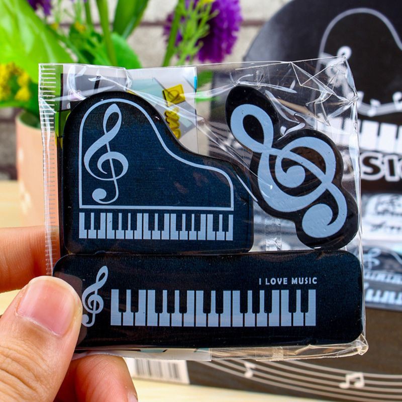 Set 3 cục tẩy cao su hình nốt nhạc piano nhạc cụ phong cách Hàn Quốc cho học sinh