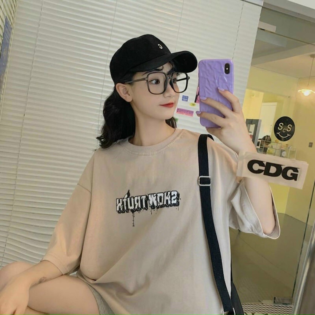 Áo thun nam nữ phông rộng tay lỡ bé vẽ tranh