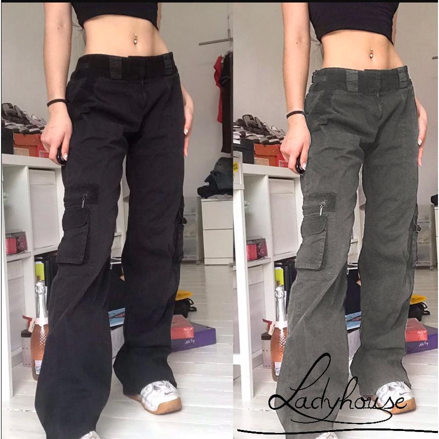 Quần Jean Dài Lưng Cao Dáng Rộng Màu Sắc Trơn Phong Cách Hip Hop Thời Trang Cho Nữ