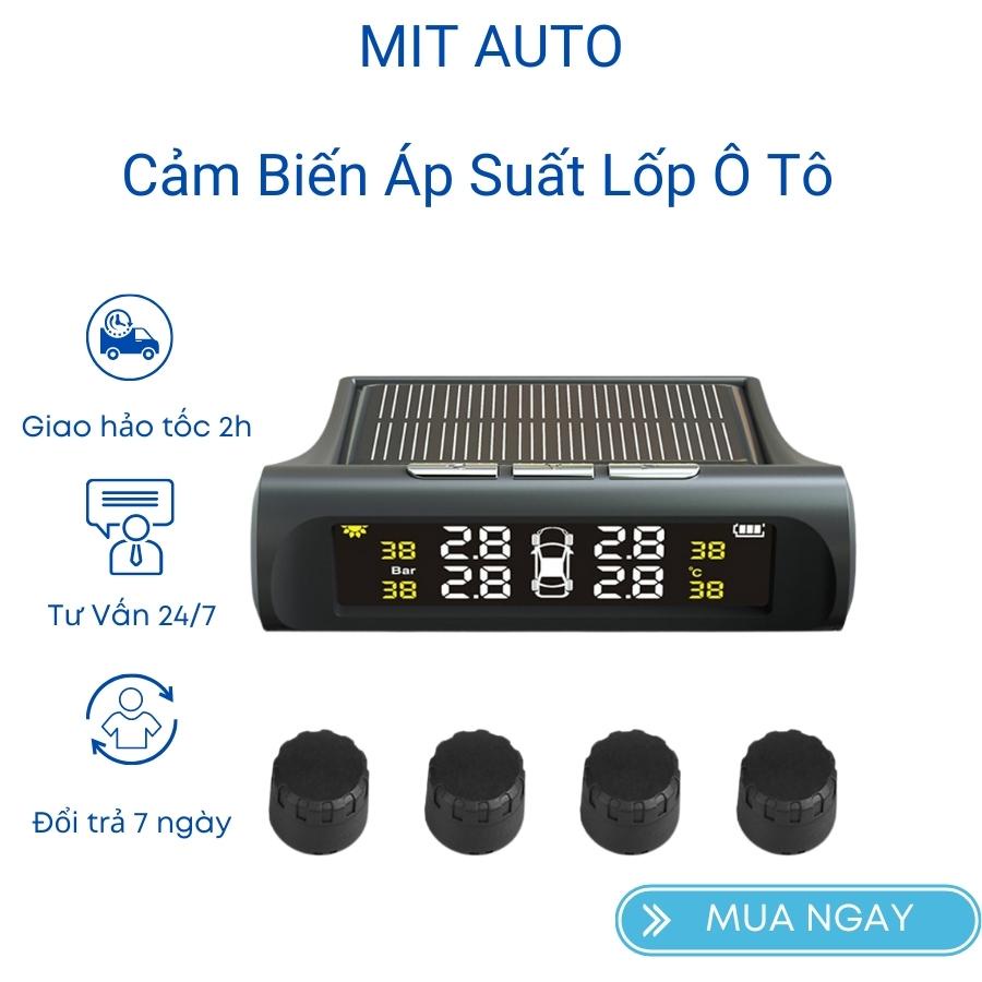 Cảm biến áp suất lốp ô tô xe hơi TPMS van ngoài chống nước cao cấp, Pin sạc năng lượng mặt trời, màn hình LCD