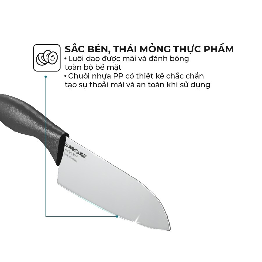 Dao làm bếp siêu sắc đa năng ECO FAMLILY SUNHOUSE KS-KN165EK, sản xuất theo công nghệ Nhật Bản