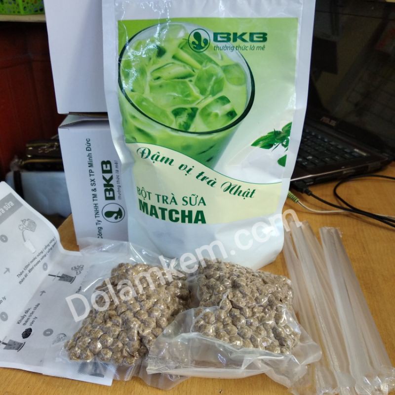 COMBO PHA CHẾ TRÀ SỮA ĐỒ UỐNG MATCHA  (Bộ kit Matcha , ống hút , trân châu )